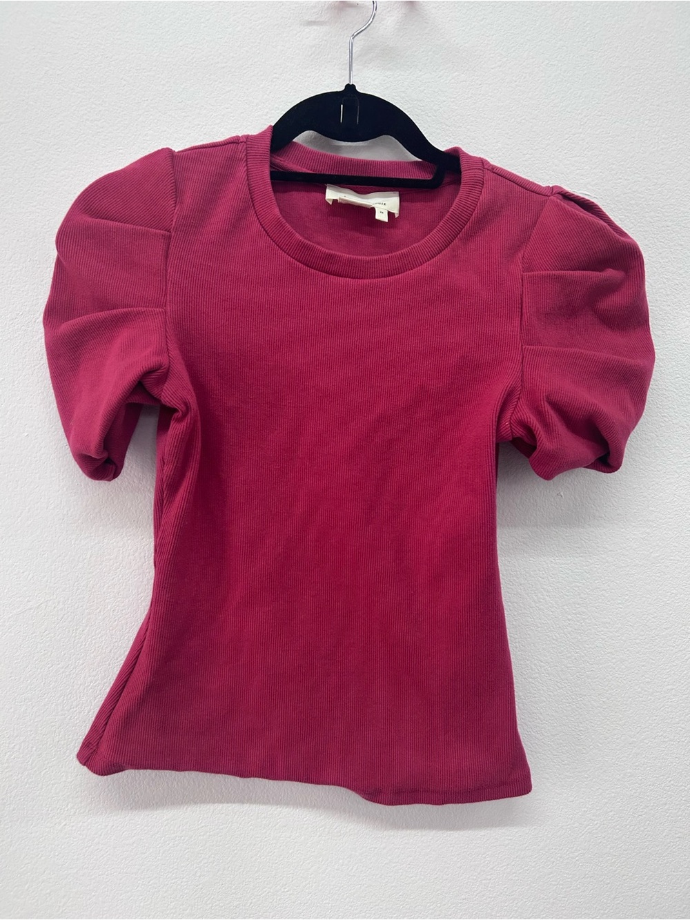NWOT Anthropologie Puff Sleeve Ribbed Red Top Size XS